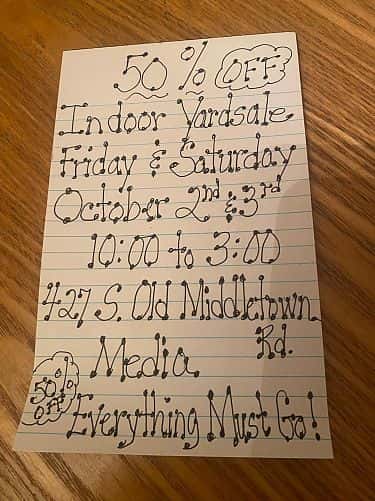Indoor yard sale - 50% off everything!