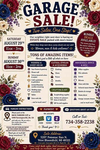 🌸 HUGE GARAGE SALE + WEDDING & EVENT DÉCOR SALE! 🌸