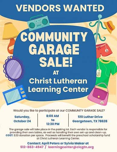 Community Garage Sales on October 24, 2026 - Vendors Wanted