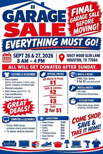 🚨 FINAL GARAGE SALE BEFORE WE MOVE! 🚨