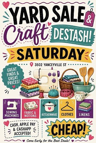 Craft destash and yard sale
