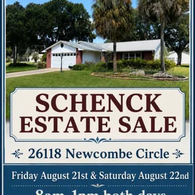 Schenck Estate Sale in Highland Lakes Community off HWY 27 Leesburg/Okahumpka
