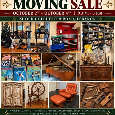 Lebanon CT Moving Sale: Fine Furniture, Workshop Tools, Gym Equipment & Antiques