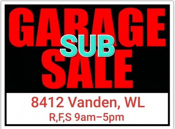 Sub Sale, 11 homes, Aug 20-22, 9am, Fox Bay