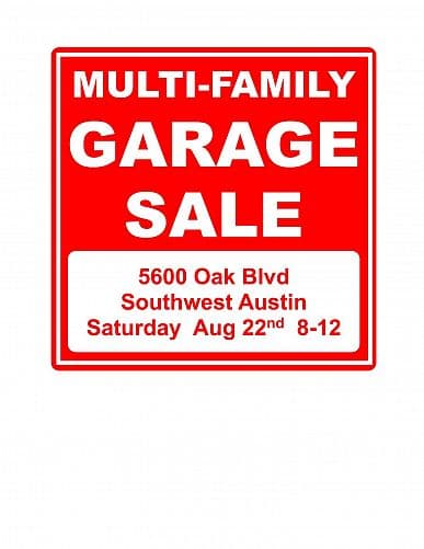 MULTI FAMILY GARAGE SALE - SOUTHWEST AUSTIN
