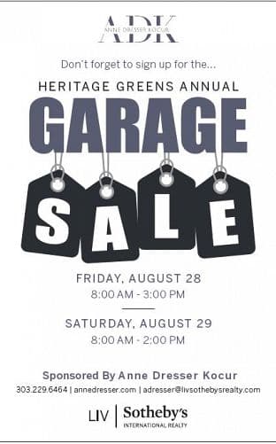 Annual Heritage Greens Garage Sale!