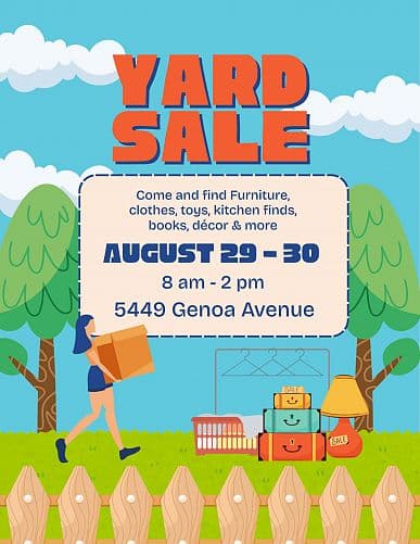 Yard Sale - Saturday August 29th and Sunday August 30th