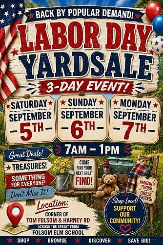 Thonotosassa Yard Sale- Back by Popular Demand Labor Day Weekend Fri-,Sat, Sun