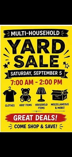 Yard sale Saturday 9/5 Chino