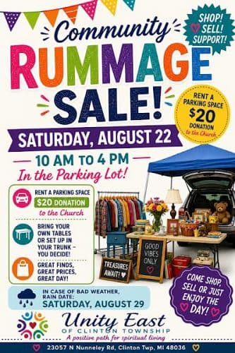 Community Rummage Sale at Unity East of Clinton Township