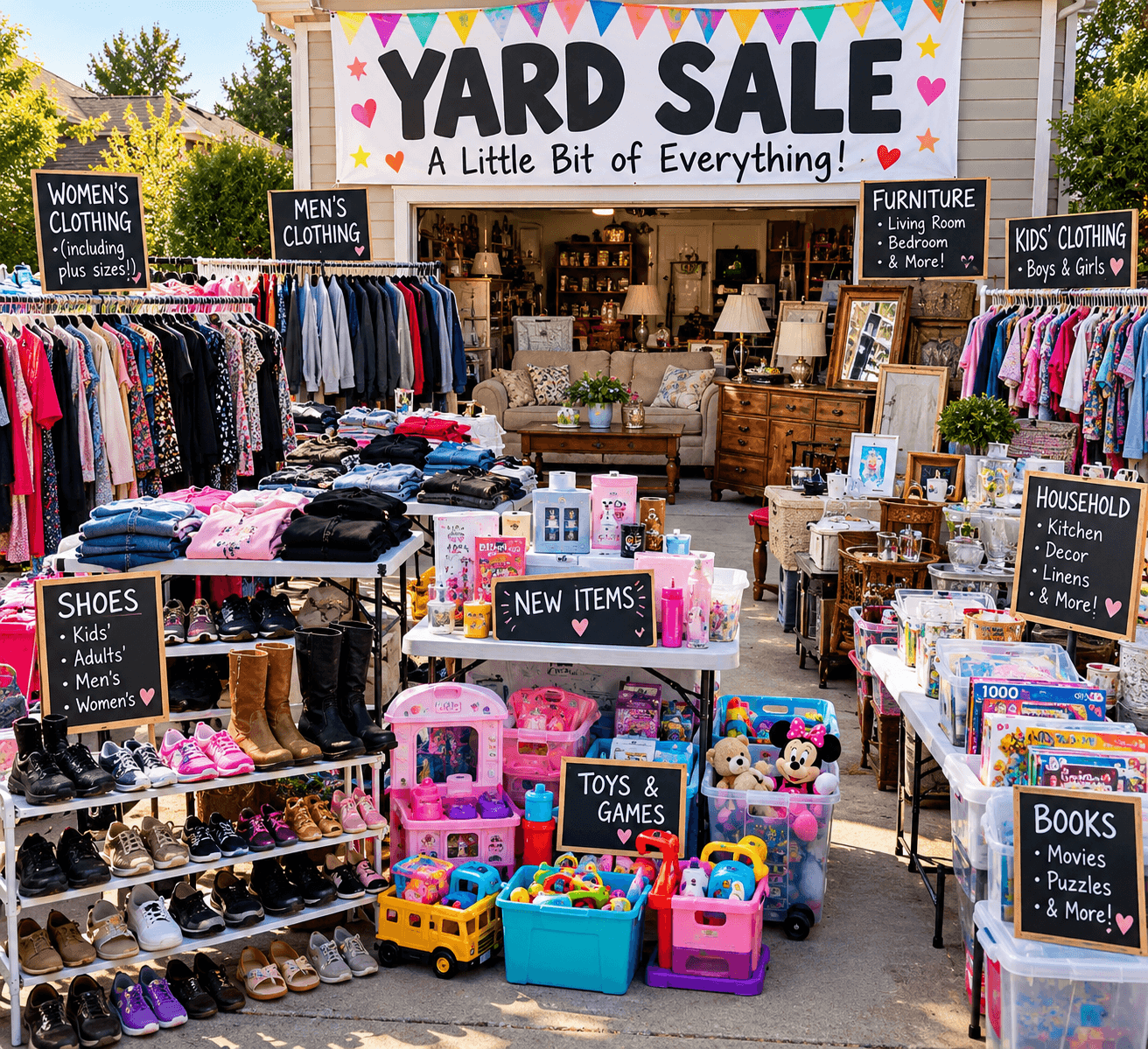 🎉 ONE SALE, A MILLION FINDS! — CLOTHES, FURNITURE, TOYS & MORE!