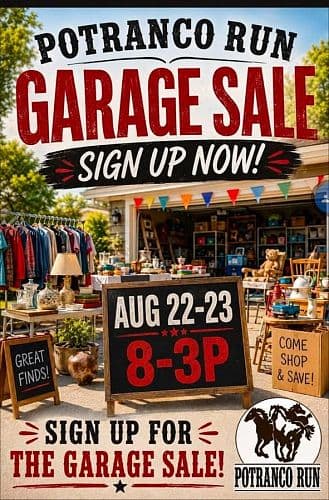 Aug. 22 & 23 = COMMUNITY YARD SALES - Potranco Run, San Antonio TX — photo 1