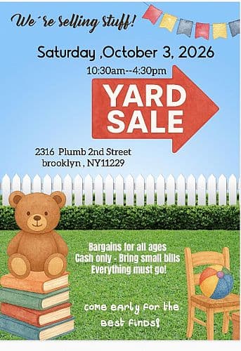 Yard Sale -Saturday -October 3 -10:30am-4:30pm