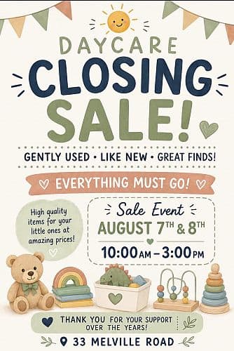 Daycare Closing Sale — photo 1