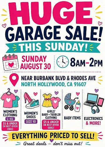 Huge Garage Sale - Baby Items, Electronics, Women’s Clothes & More!