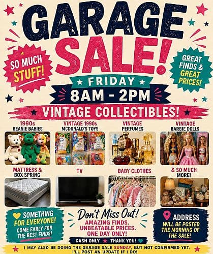 Garage sale FRIDAY