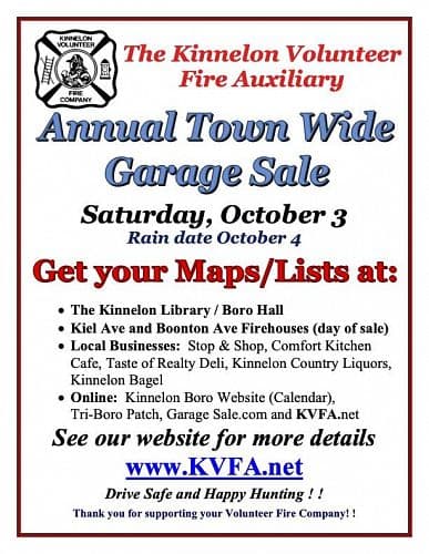 Kinnelon Vol. Fire Auxiliary Town Wide Garage Sale