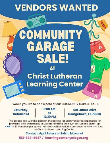 Community Garage Sales on October 24, 2026 - Vendors Wanted