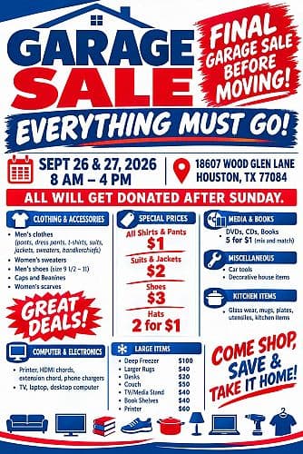 🚨 FINAL GARAGE SALE BEFORE WE MOVE! 🚨