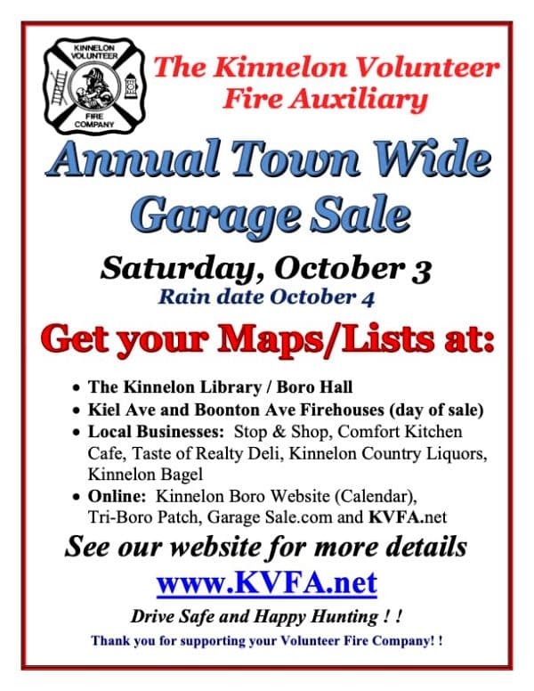 Kinnelon Vol. Fire Auxiliary Annual Town Wide Garage Sale