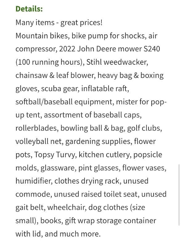 Yard Sale / Moving Sale