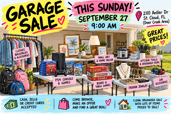Sunday Garage Sale | PS4 Console & Games, Jewelry, Home Decor + More