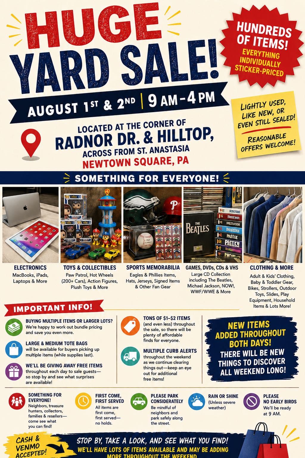 Huge Yard Sale 9am-4pm