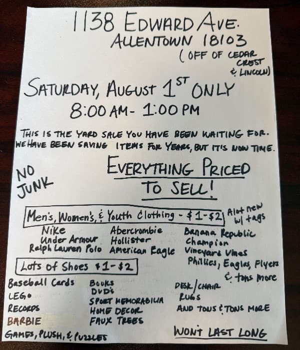 HUGE Yard Sale Saturday, August 1st ONLY 8-1 PRICED TO SELL! — photo 1