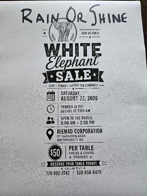 Indoor Community Yard Sale 9-2pm