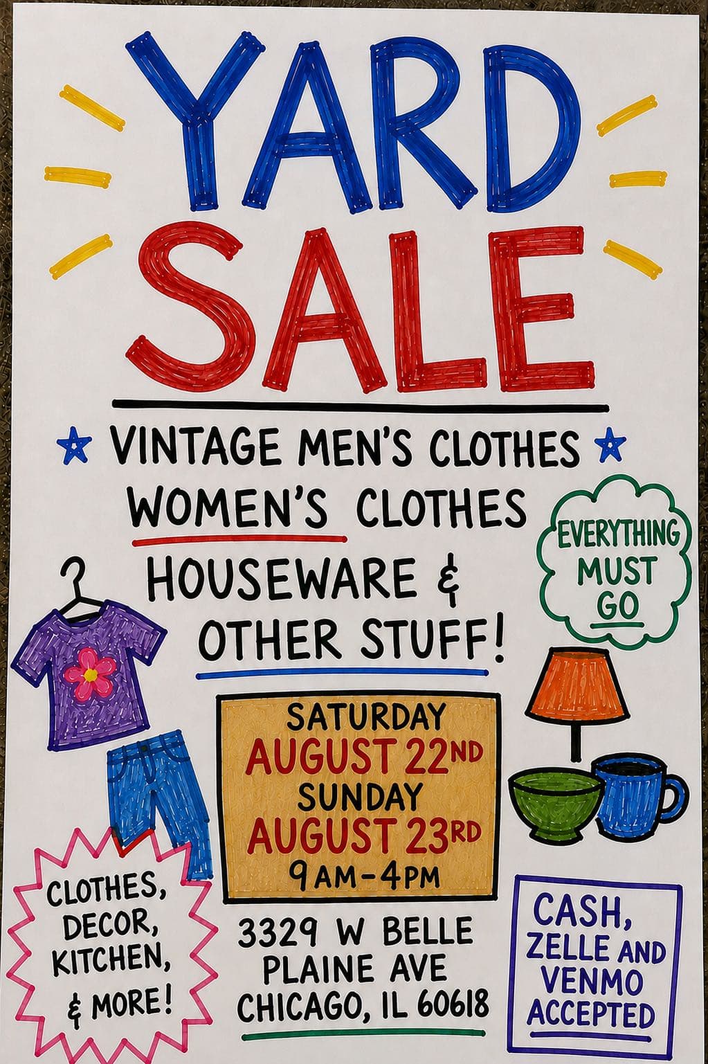 Multi-Family Yard Sale Saturday August 22nd/ August 23rd