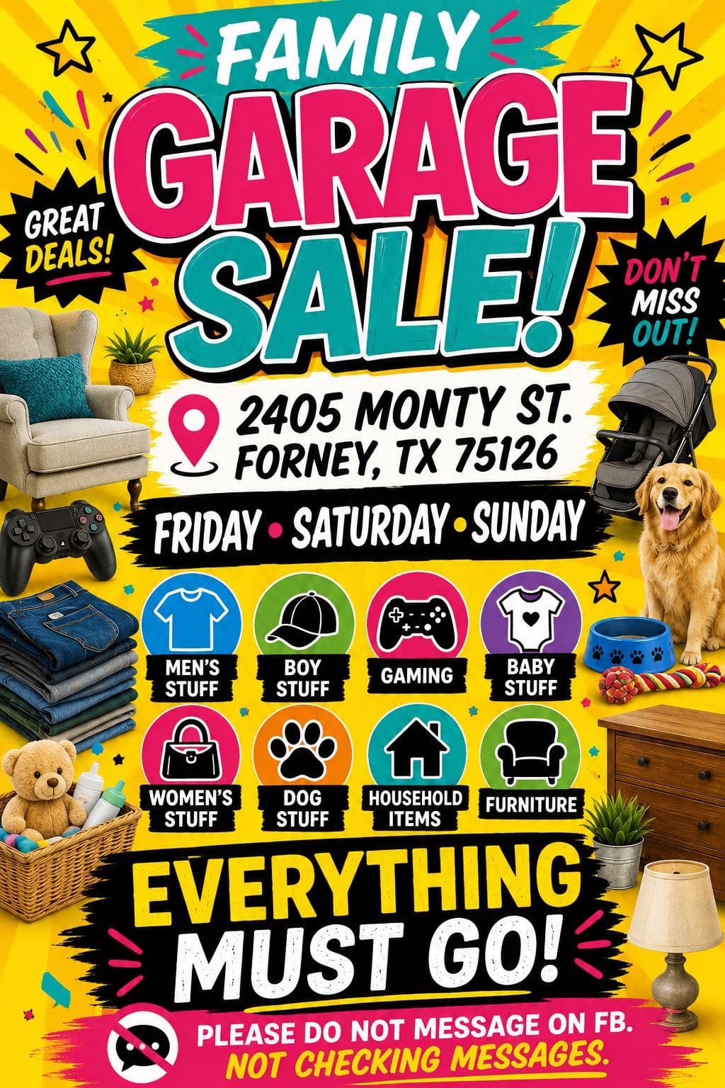 Yard Sale! Friday-Sunday -8/28-8/30